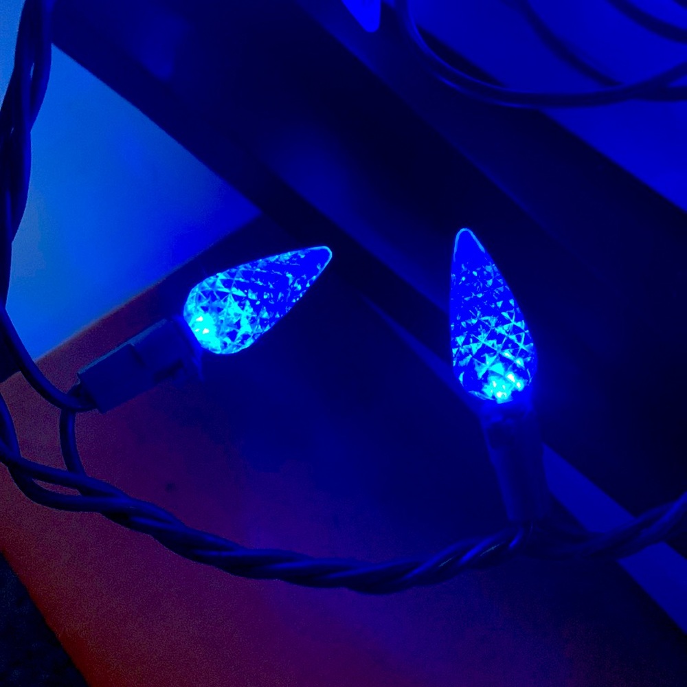 Vintage blue Christmas lights